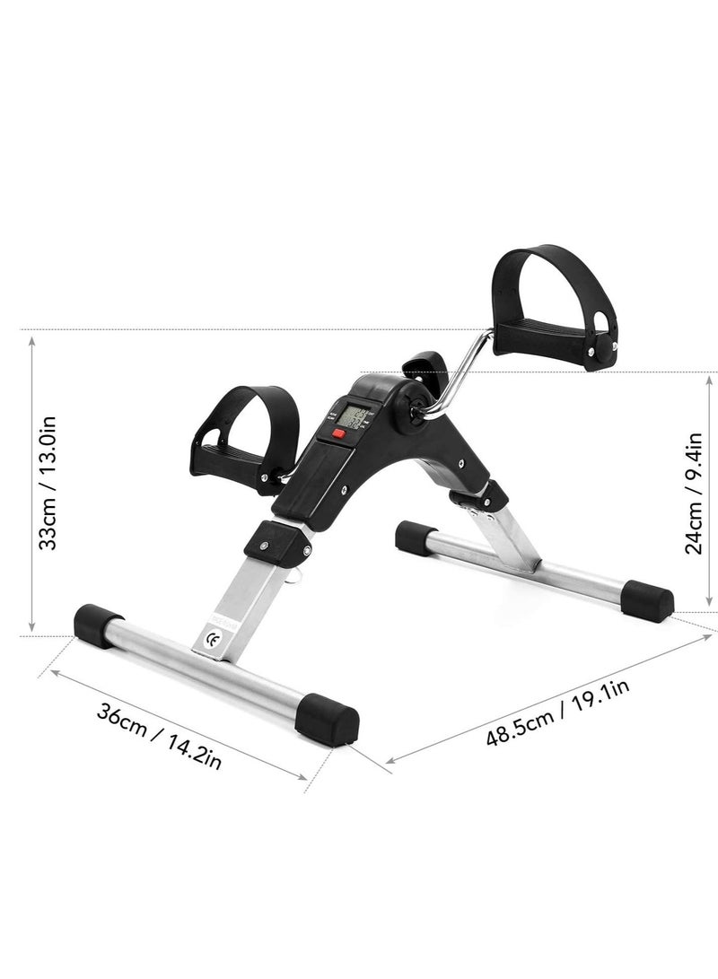 Folding Fitness Pedal Stepper Exercise Machine LCD Display Indoor Cycling Bike With Adjustable Resistance For Home Office Gym 38 x 17.5 x 33cm