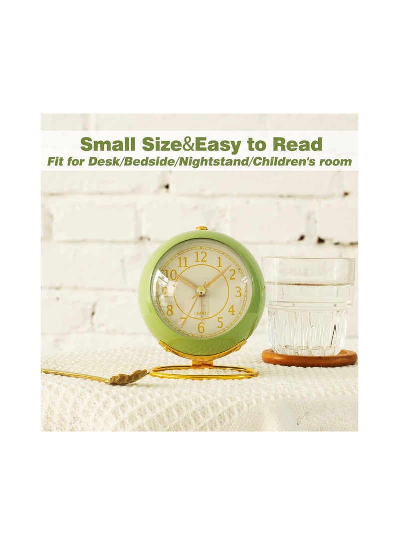 Desk Alarm Clock with Light, Silent No Ticking, Small Table Clock for Bedside/Bedroom/Living Room/Office/Travel/Kids/Room Decor Aesthetic Vintage