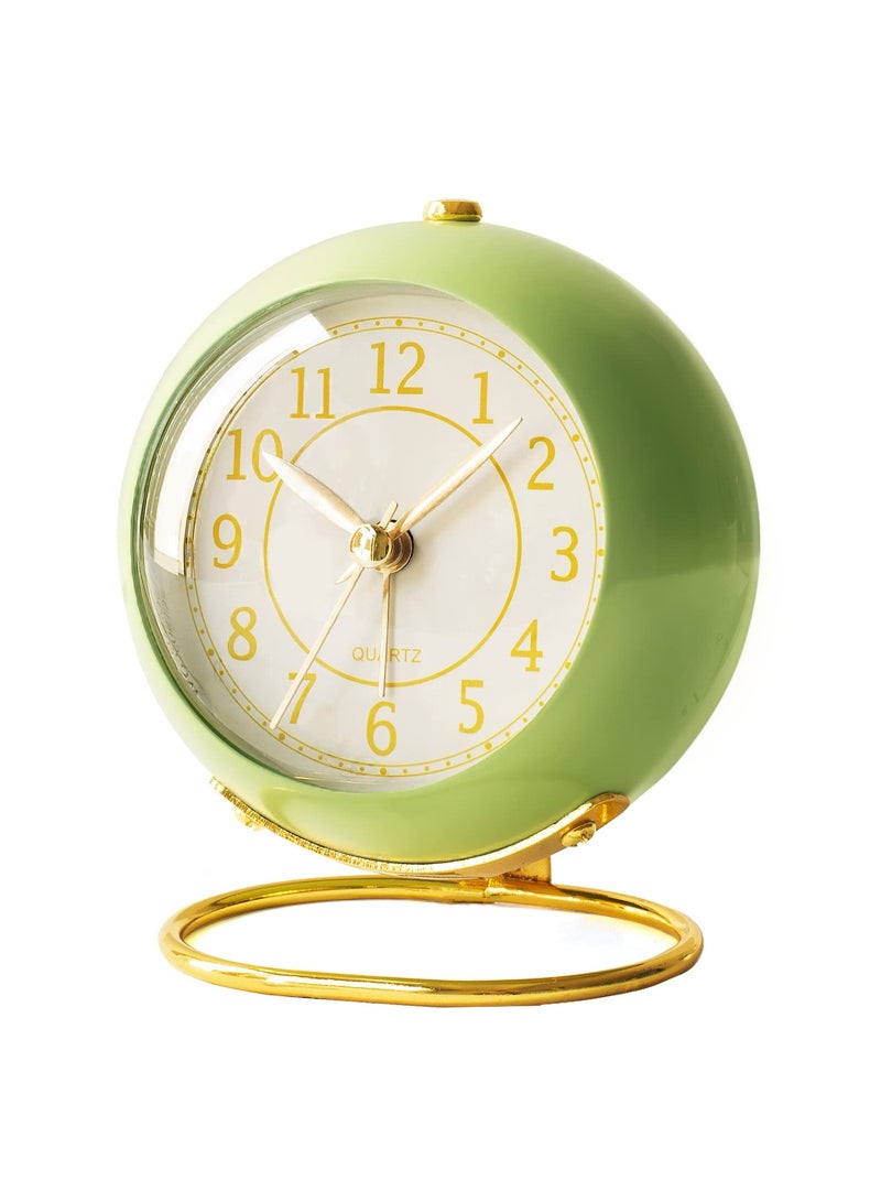 Desk Alarm Clock with Light, Silent No Ticking, Small Table Clock for Bedside/Bedroom/Living Room/Office/Travel/Kids/Room Decor Aesthetic Vintage