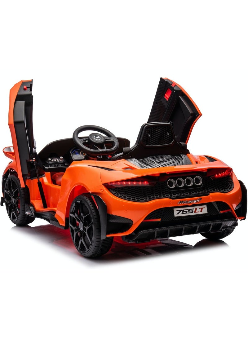 Mclaren 765LT Licensed Ride on Kids Car - Orange 12V