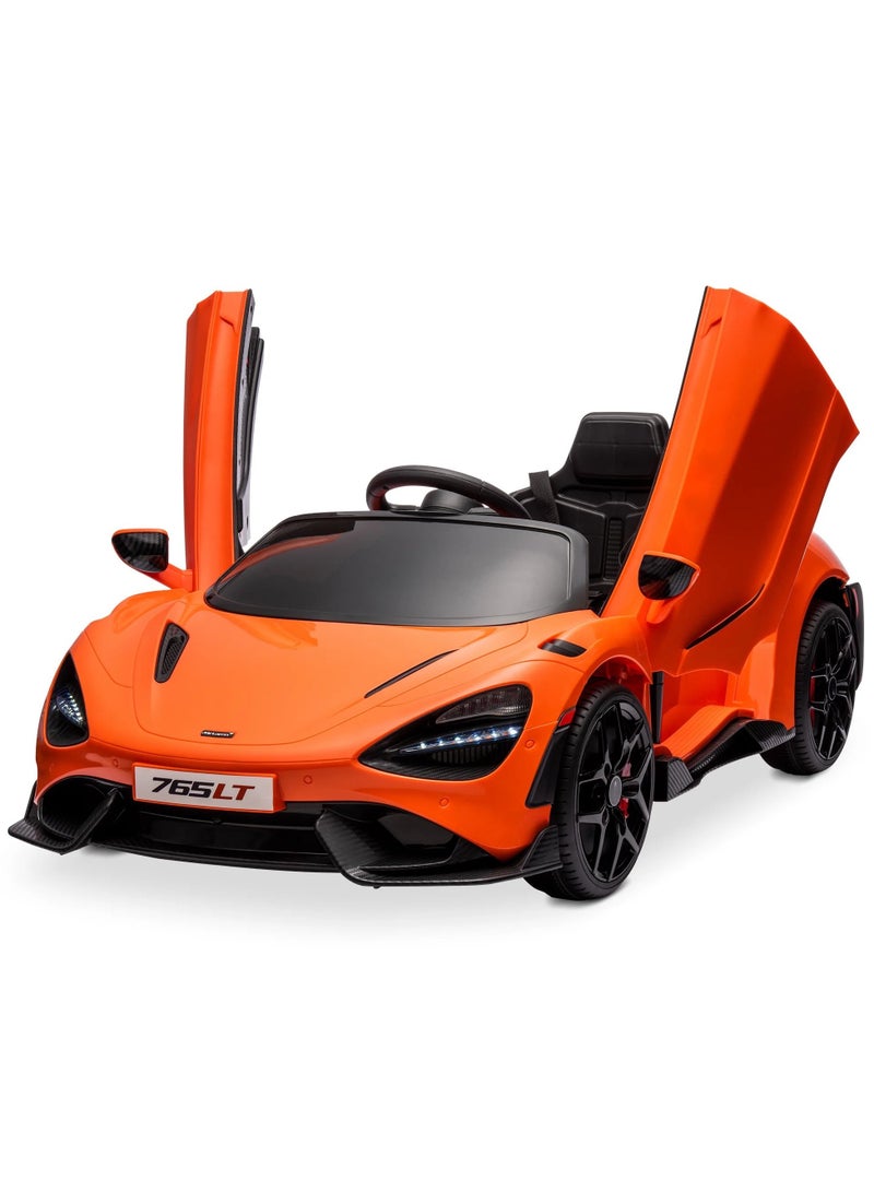 Mclaren 765LT Licensed Ride on Kids Car - Orange 12V