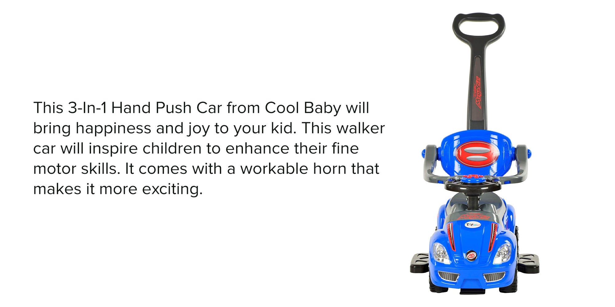 3-in-1 Kids Push And Pedal Toddler Ride On 4kg