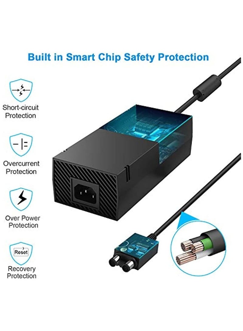 Xbox One Power Brick, Ac Adapter Power Supply Replacement for Xbox One Console, Great Charging Accessory Kit with Cable for Xbox One,100-240v Voltage Ac Cord