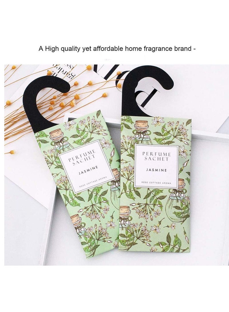 Jasmine Hanging Sachet Closet Deodorizer 1 Pack 12 Pcs Scent Sachet Drawer Freshener Closet Air Freshener Scented Deodorizer Freshener for Home Car Long Lasting Scented Sachets Smell Goods