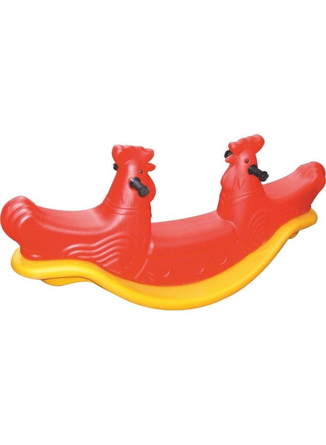 RBW TOYS Indoor or Outdoor play Double Rocking Chicken Plastic Seesaw Red For 2 Kids Activity Toys