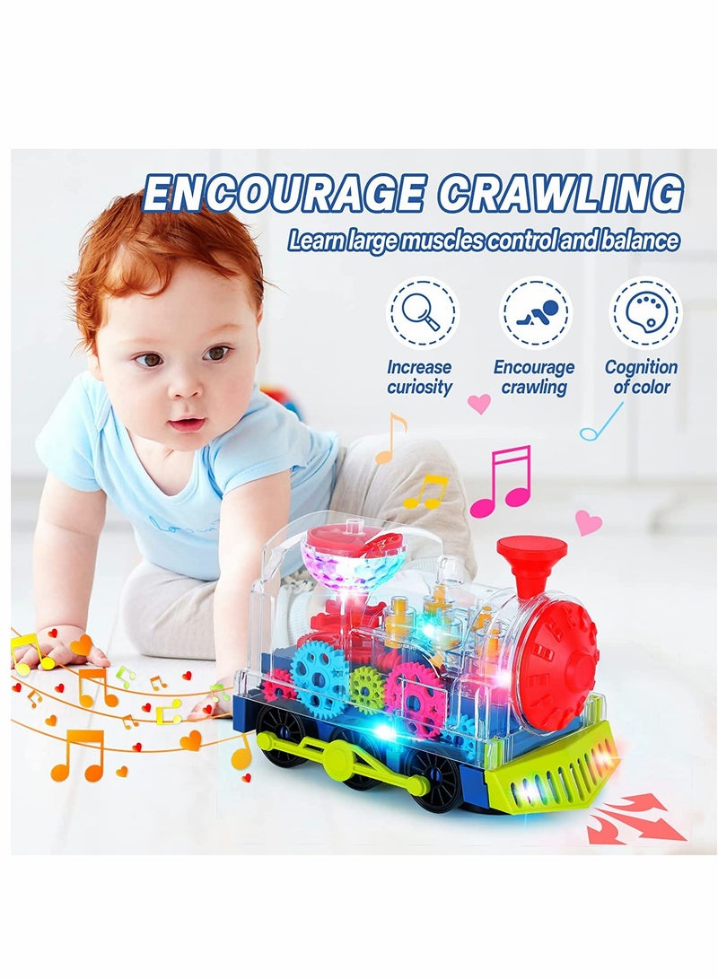 Baby Musical Car Toys Musical Toys for Toddlers Train Crawling Tummy Time Toys for Kids with Electronic Light Sound Music Early Educational Train Sets for Infant Birthday(Ordinary Battery)