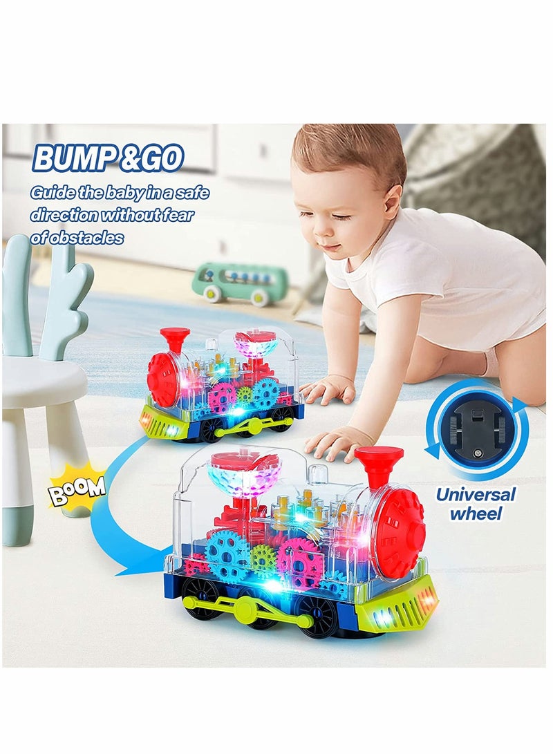 Baby Musical Car Toys Musical Toys for Toddlers Train Crawling Tummy Time Toys for Kids with Electronic Light Sound Music Early Educational Train Sets for Infant Birthday(Ordinary Battery)