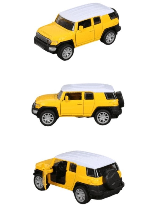 3 Piece Yellow Alloy Die Cast Car Set with Openable Doors and Pull Back Function Ideal Model Cars for Kids