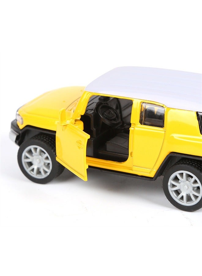 3 Piece Yellow Alloy Die Cast Car Set with Openable Doors and Pull Back Function Ideal Model Cars for Kids