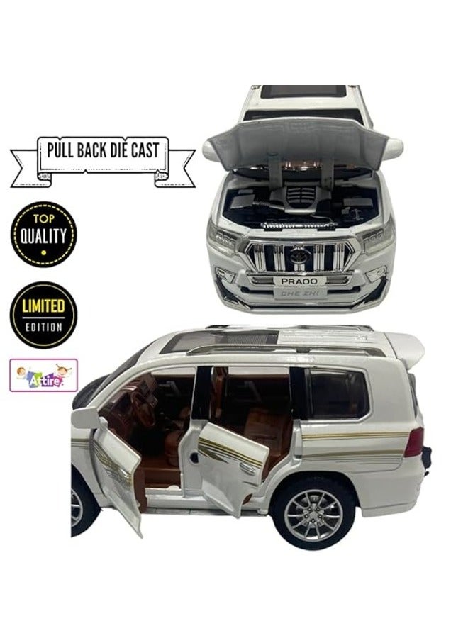 White 1:24 Die Cast SUV Toy Realistic Sounds Lights & Openable Doors