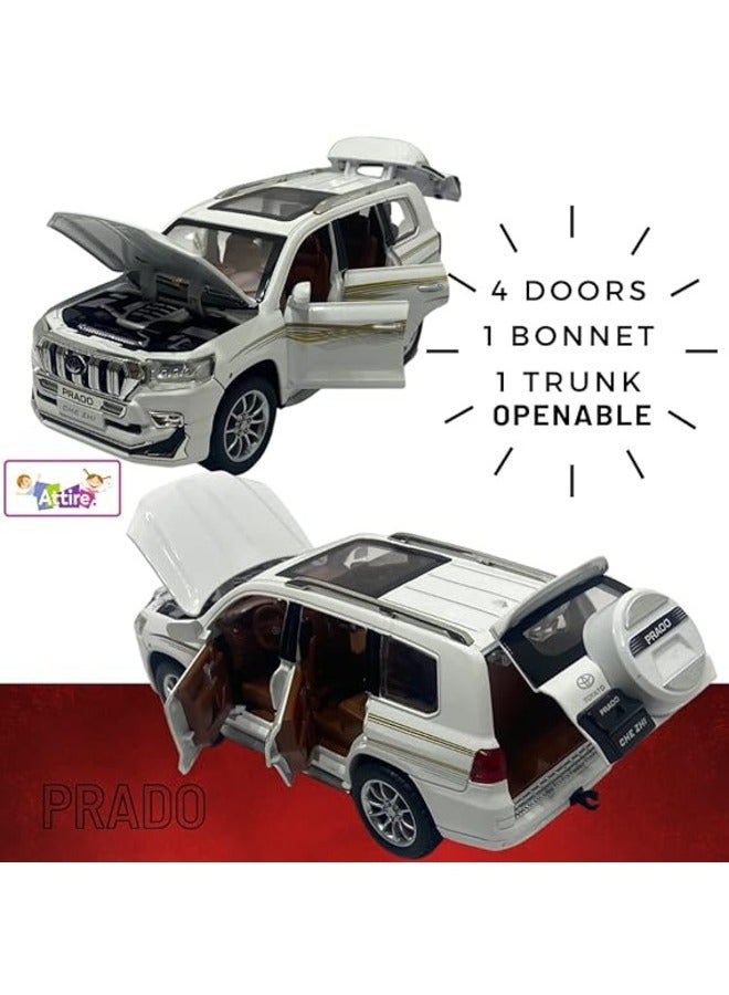 White 1:24 Die Cast SUV Toy Realistic Sounds Lights & Openable Doors