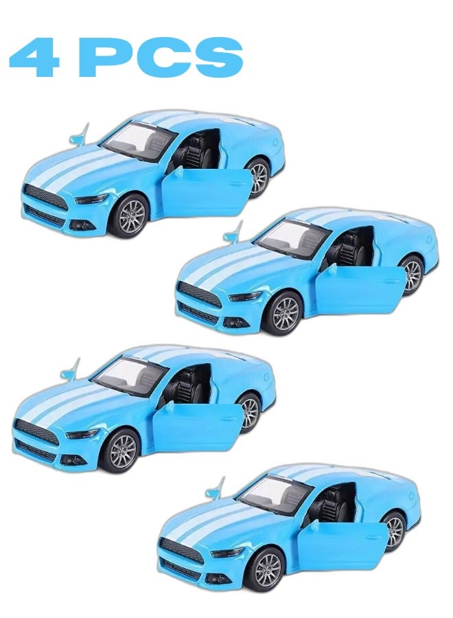 4-Piece Alloy Die Cast Model Car Collection with Openable Doors & Pull Back Action for Kids