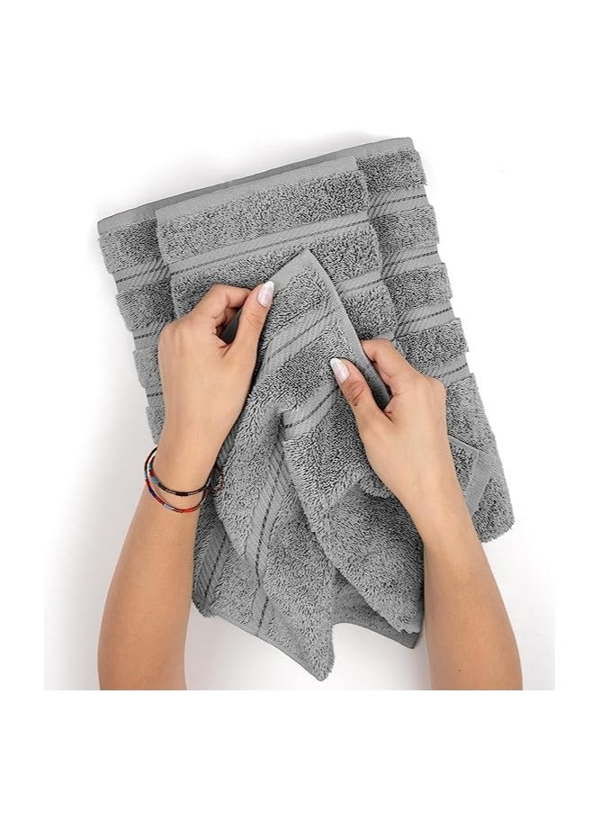 Towel Set Luxury Hotel Quality 600 GSM Genuine Combed Cotton, Super Soft & Absorbent Family Bath Towels 6 Piece Set -  2 Bath Towels, 2 Hand Towels, 2 Washcloths - Light Grey