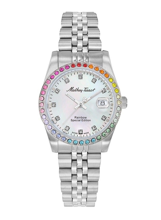Mathy Quartz White Dial Ladies Watch D809AQI