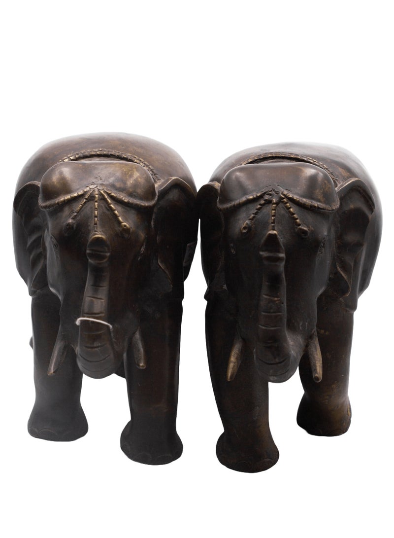 Pair of twin Nepalese Himalayan elephant figurines
