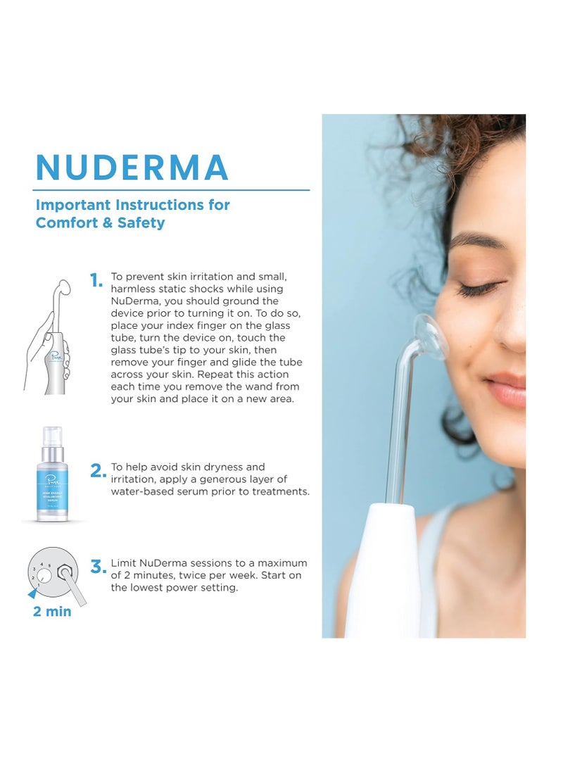 Pure Daily Care NuDerma Portable Handheld Skin Therapy Wand Machine w/Neon – Anti-Aging - Skin Tightening - Wrinkle Reducing - Dark Circles – Clarifying - Hair & Scalp Stimulator