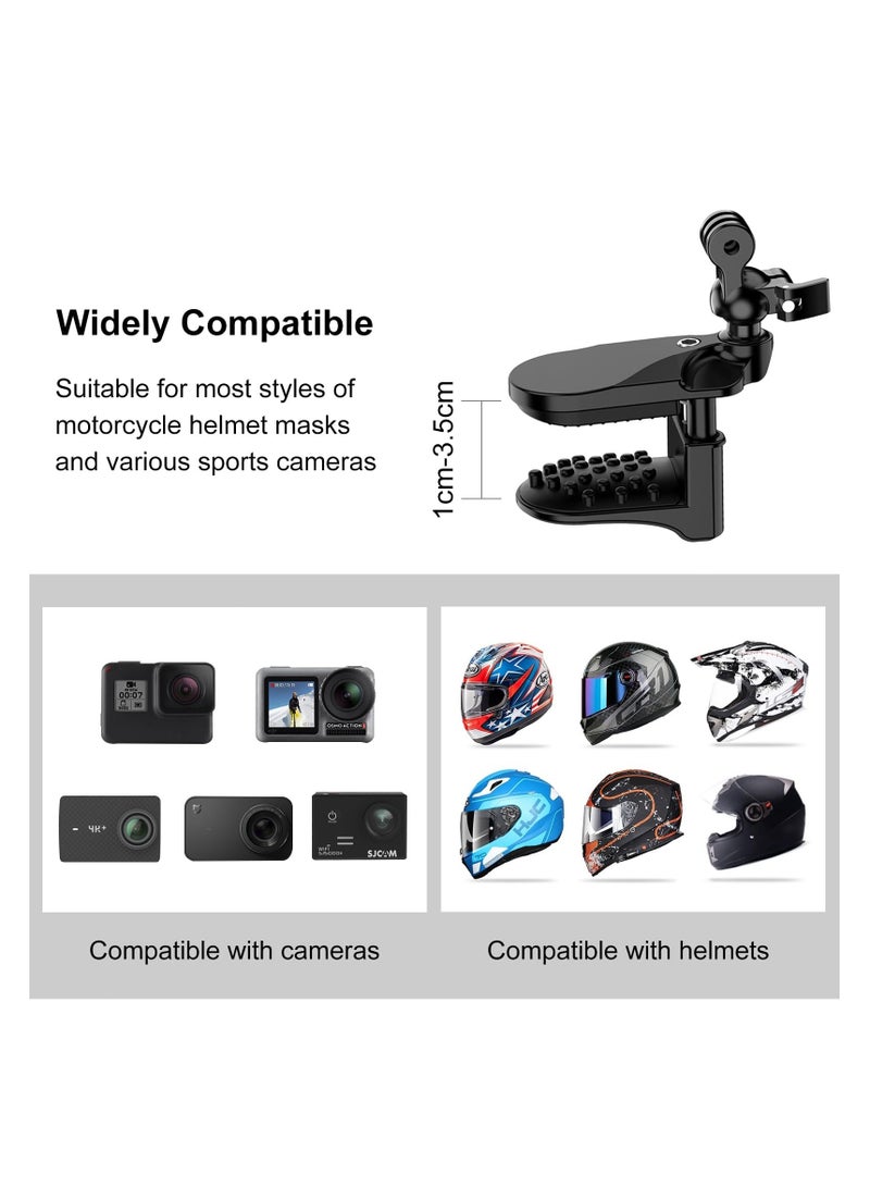 Motorcycle Helmet Chin Clamp Mount, Universal Clamp Mount for Action Cameras, Head View Holder Attach for GoPro Hero 12, 11, 10/DJI Osmo Action 4/Insta360 X3/AKASO/SJCAM and Other Action Cameras