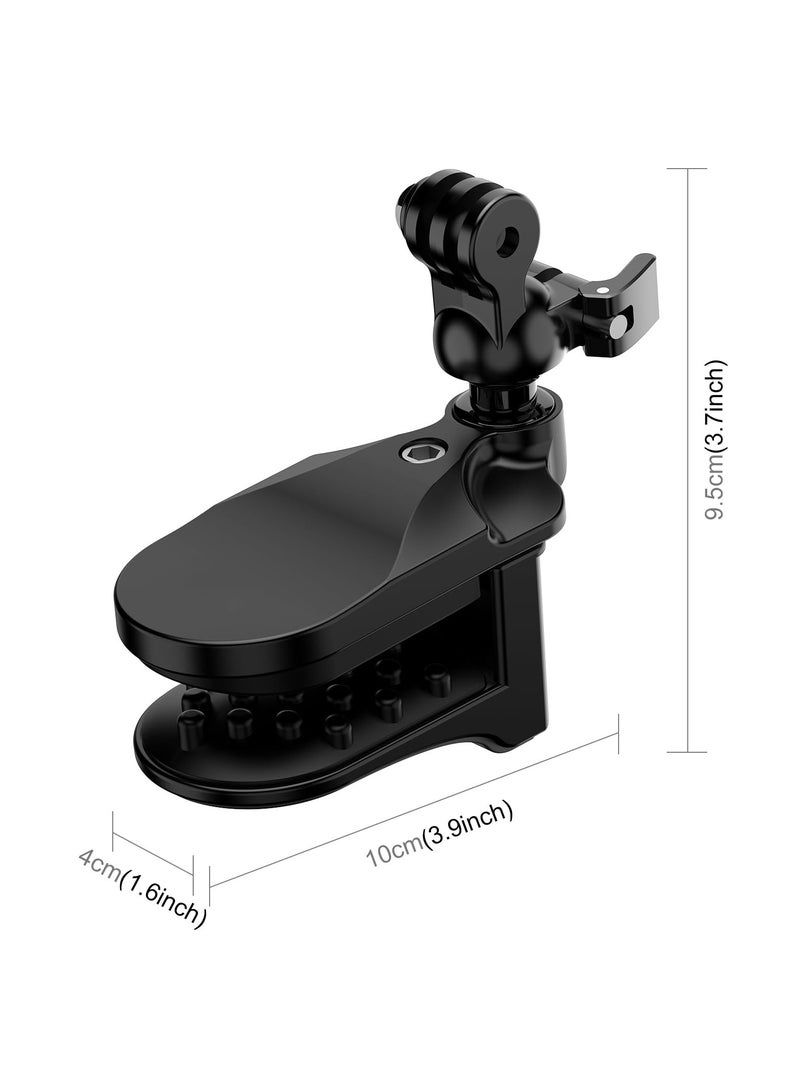 Motorcycle Helmet Chin Clamp Mount, Universal Clamp Mount for Action Cameras, Head View Holder Attach for GoPro Hero 12, 11, 10/DJI Osmo Action 4/Insta360 X3/AKASO/SJCAM and Other Action Cameras