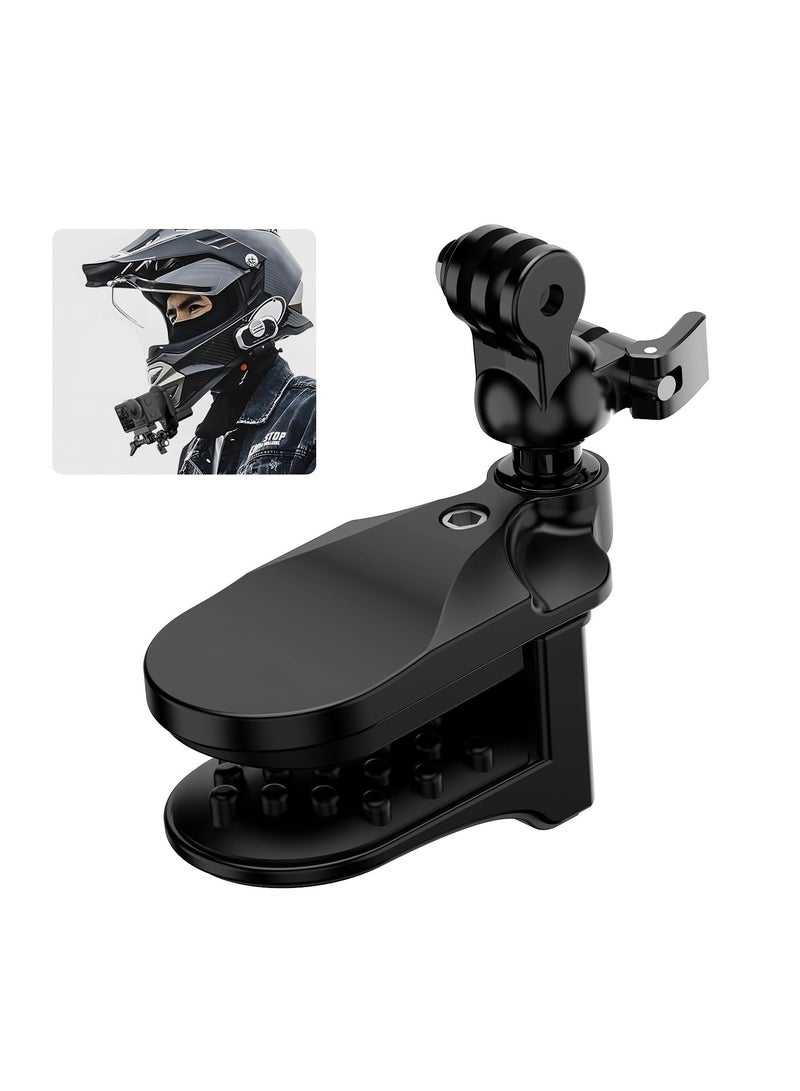 Motorcycle Helmet Chin Clamp Mount, Universal Clamp Mount for Action Cameras, Head View Holder Attach for GoPro Hero 12, 11, 10/DJI Osmo Action 4/Insta360 X3/AKASO/SJCAM and Other Action Cameras