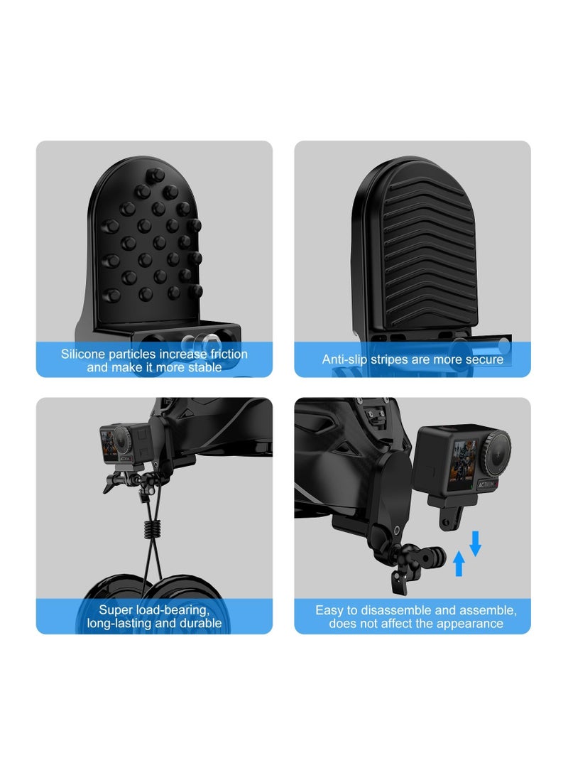 Motorcycle Helmet Chin Clamp Mount, Universal Clamp Mount for Action Cameras, Head View Holder Attach for GoPro Hero 12, 11, 10/DJI Osmo Action 4/Insta360 X3/AKASO/SJCAM and Other Action Cameras