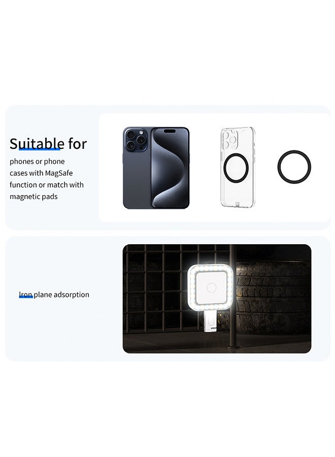 Magnetic LED Fill Light for Phone Selfie Light LED Video Light 2500K-9000K Dimmable Built-in Battery Replacement for iPhone 15/14/13/12 Android Phone Video Conference Vlog Live Streaming Makeup