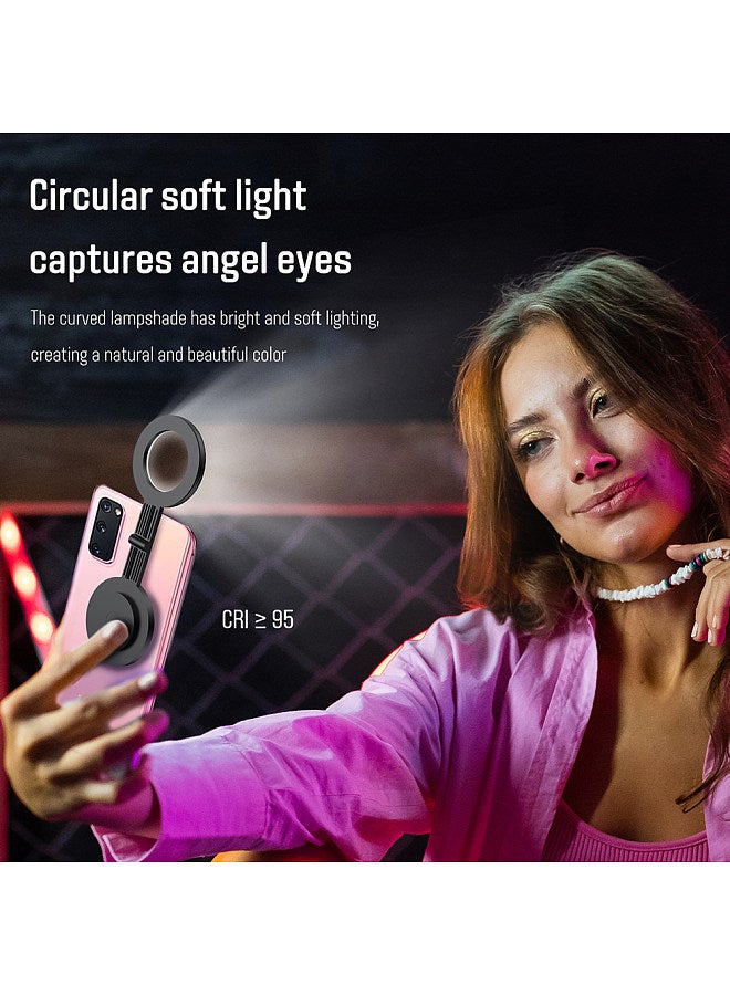 Magnetic LED Fill Light for Phone Selfie Light LED Video Light 2500K-9000K Dimmable Built-in Battery Replacement for iPhone 15/14/13/12 Android Phone Video Conference Vlog Live Streaming Makeup