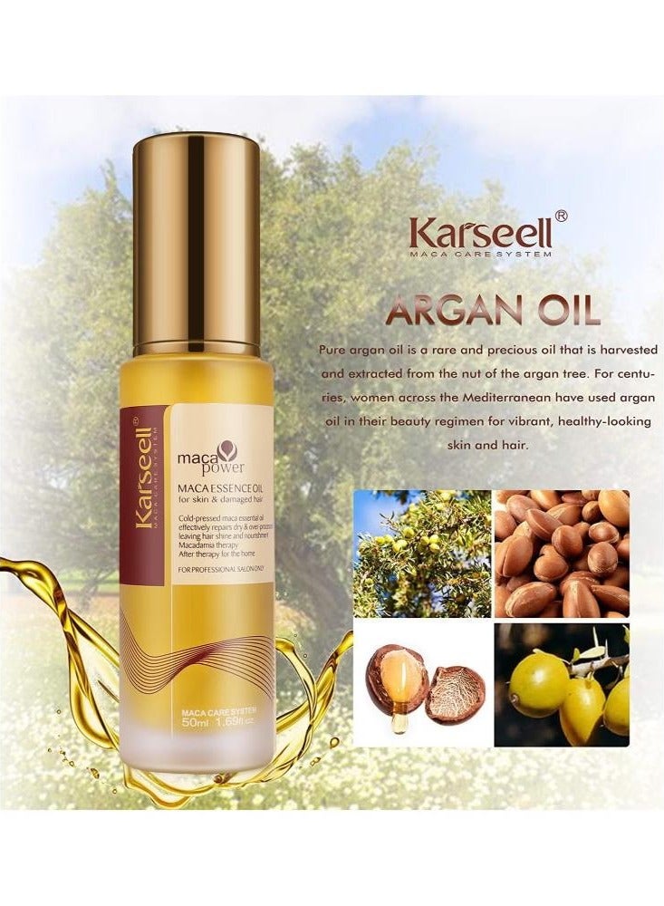 Karseell Collagen Hair Treatment - Deep Repair Mask 500ml - Argan Oil Hair Serum for Dry Damaged Hair 50ml - All Hair Types