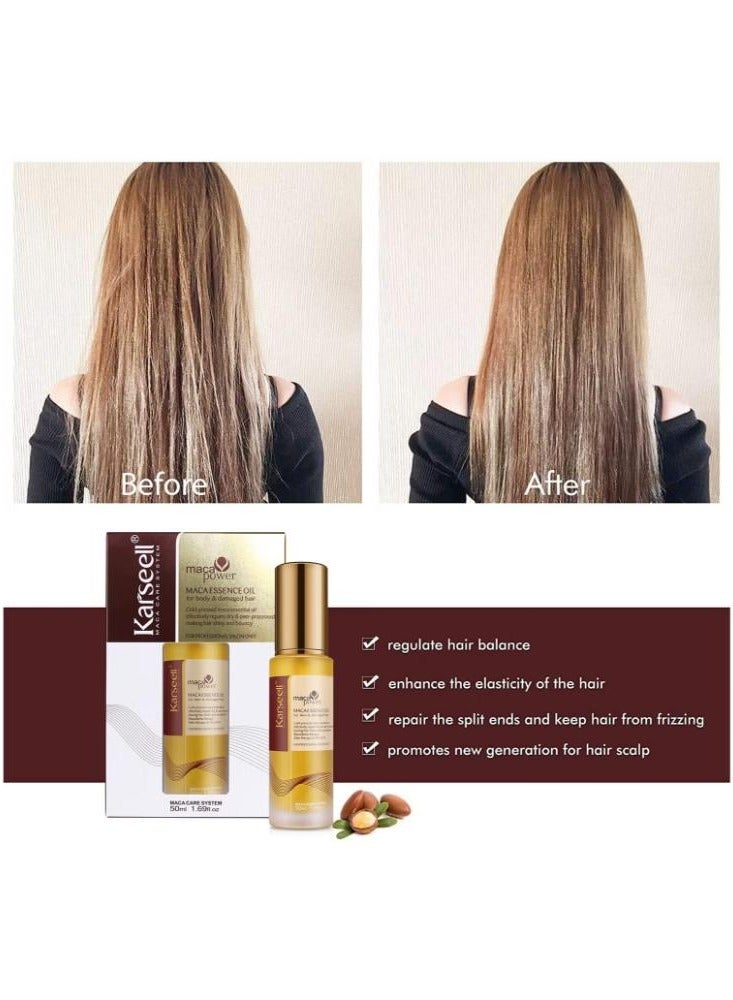 Karseell Collagen Hair Treatment - Deep Repair Mask 500ml - Argan Oil Hair Serum for Dry Damaged Hair 50ml - All Hair Types