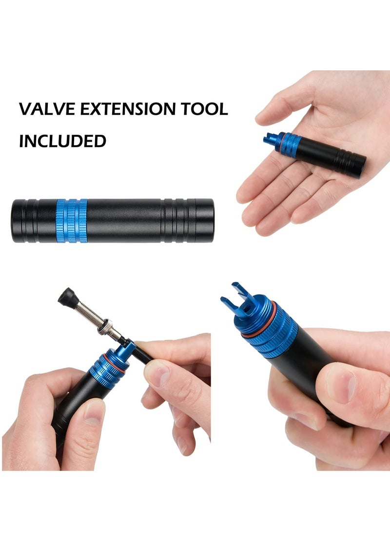 Tubeless Bike Tire Tool, Stash Tubeless Flat Tire Repair Kit Bike Tool Kit, Easy Handlebar Storage, Complete Bike Tire Plug Kit, Repair Kit and Sealant Injector Syringe Set with Valve Removal Tool Kit