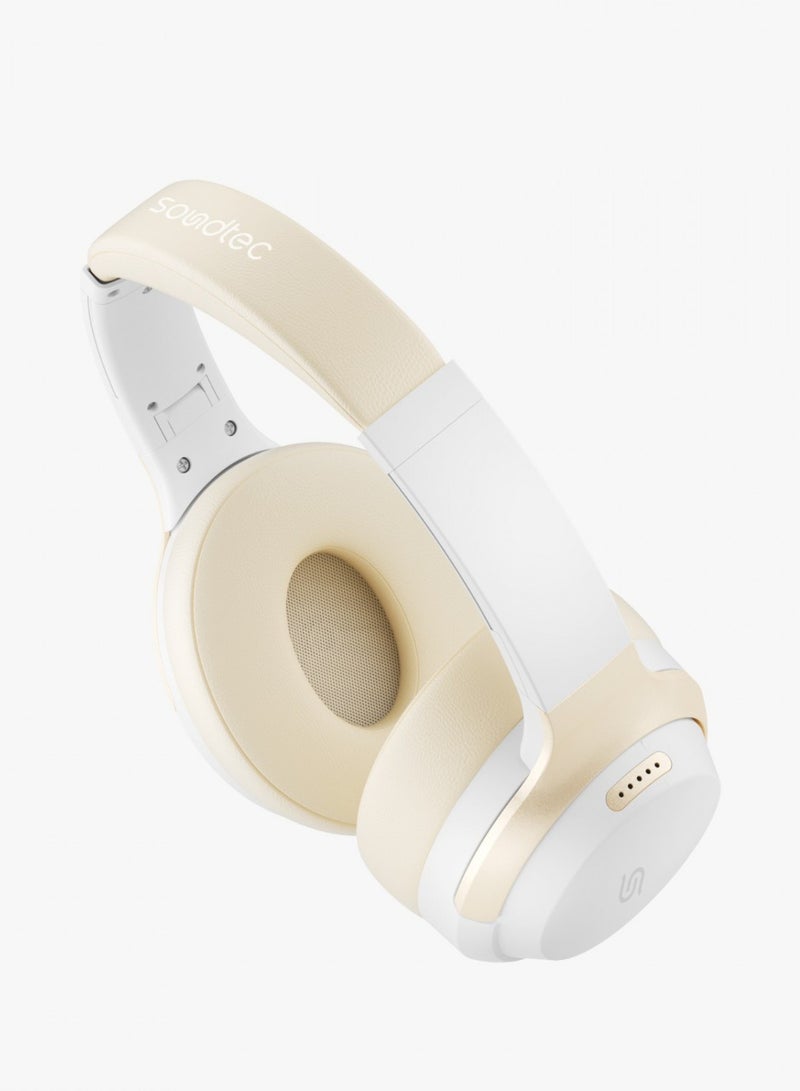 ECLIPSE Wireless Headphone High-Clarity Mic With ENC Environment Noise Cancellation - White and Cream