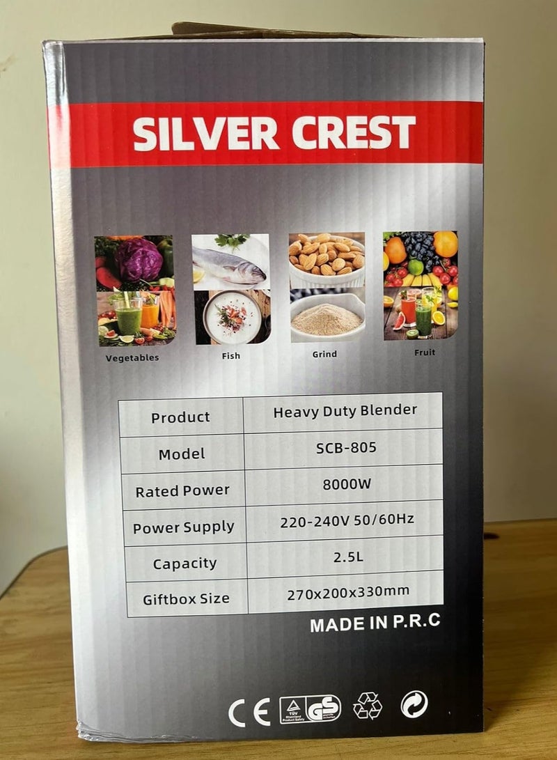 Silver Crest Commercial Heavy-Duty Blender, 8000 Watts, 2 Jars