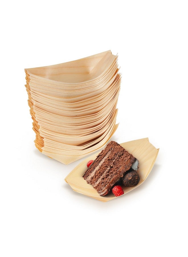 Disposable Food And Appetizer Wood Boat Dishes 5.25 X 3 X 1 300 Pieces