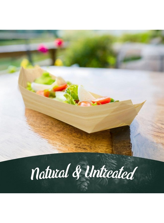 Disposable Food And Appetizer Wood Boat Dishes 5.25 X 3 X 1 300 Pieces