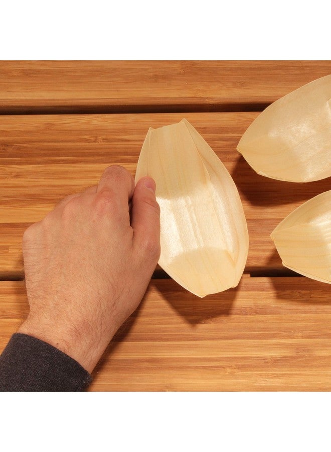 Disposable Food And Appetizer Wood Boat Dishes 5.25 X 3 X 1 300 Pieces