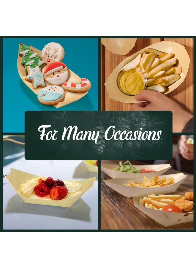 Disposable Food And Appetizer Wood Boat Dishes 5.25 X 3 X 1 300 Pieces