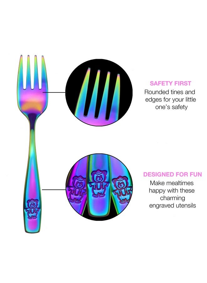 9 Piece Stainless Steel Rainbow Kids Forks Kids Cutlery Child And Toddler Safe Flatware Kids Silverware Kids Utensil Set Includes A Total Of 9 Forks For Convenience Ideal For Home And Preschools