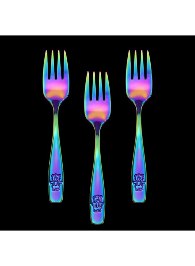 9 Piece Stainless Steel Rainbow Kids Forks Kids Cutlery Child And Toddler Safe Flatware Kids Silverware Kids Utensil Set Includes A Total Of 9 Forks For Convenience Ideal For Home And Preschools