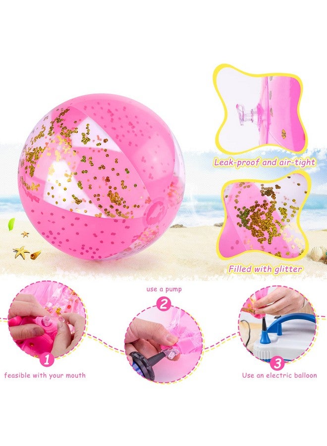 2Pcs Glitter Beach Balls 16 Inch Inflatable Beach Balls Confetti Sparkling Balls For Kids Toddlers Sand Toys Summer Pool Party Favors