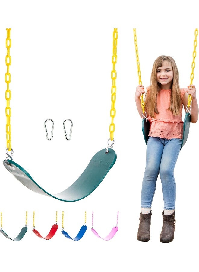 Squirrel Products Heavy Duty Strap Swing Seat - Playground Swing Seat Replacement and Carabiners for Easy Install - Green