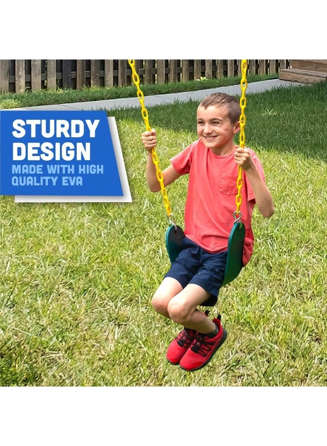 Squirrel Products Heavy Duty Strap Swing Seat - Playground Swing Seat Replacement and Carabiners for Easy Install - Green