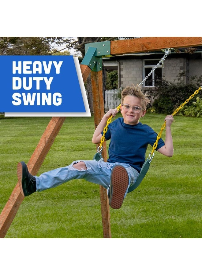 Squirrel Products Heavy Duty Strap Swing Seat - Playground Swing Seat Replacement and Carabiners for Easy Install - Green