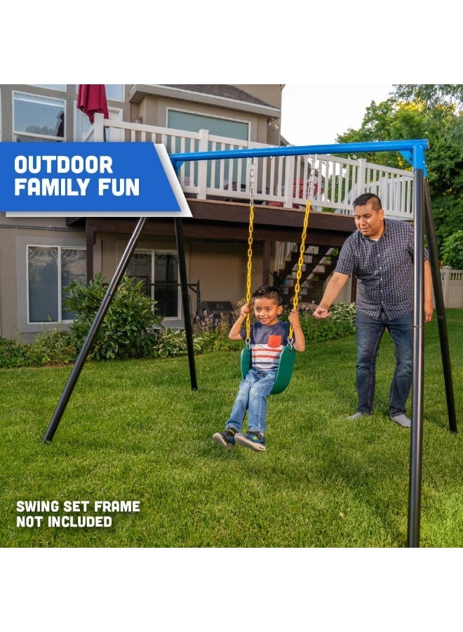 Squirrel Products Heavy Duty Strap Swing Seat - Playground Swing Seat Replacement and Carabiners for Easy Install - Green
