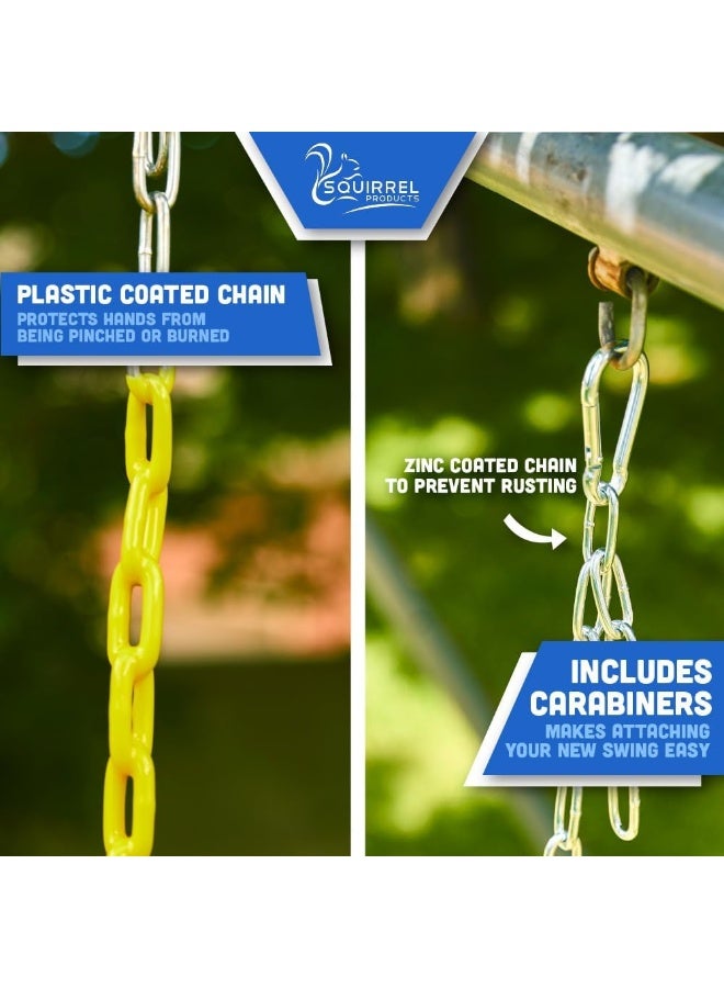 Squirrel Products Heavy Duty Strap Swing Seat - Playground Swing Seat Replacement and Carabiners for Easy Install - Green