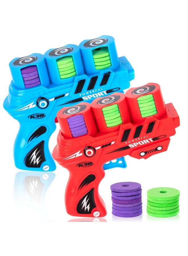 Foam Disc Launcher Set Of 2 Disk Shooter Toy Guns With 2 Guns And 36 Flying Disks Outdoor Games And Activities For Summer Fun Party Favors And Outdoor Toys For Kids Ages 812