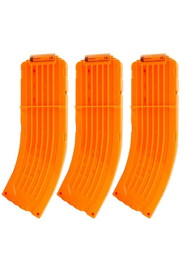 15Dart Banana Curved Clips Compatible With Nerf Elite Magazines Quick Reload Soft Dart Ammo Clip For Nerf Toy Guns (3Pack Orange)