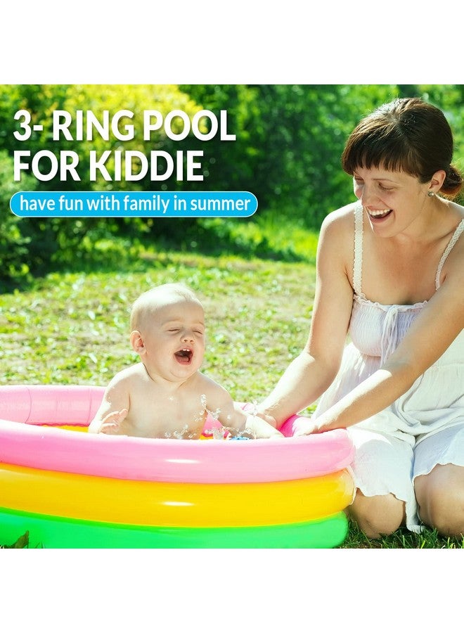 6 Pack Kiddie Pool For Toddler 34 X 10 Inch Inflatable Kids Swimming Pool Small Baby Pool Blow Up 3 Rings Round Baby Padding Pool For Indoor And Outdoor Water Game Play Center (Bright Style)
