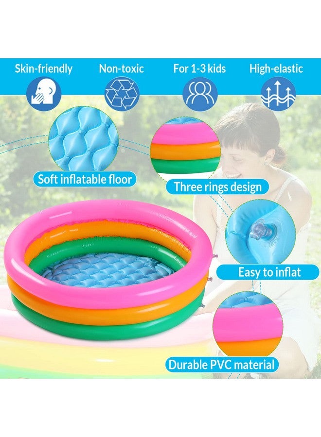 6 Pack Kiddie Pool For Toddler 34 X 10 Inch Inflatable Kids Swimming Pool Small Baby Pool Blow Up 3 Rings Round Baby Padding Pool For Indoor And Outdoor Water Game Play Center (Bright Style)