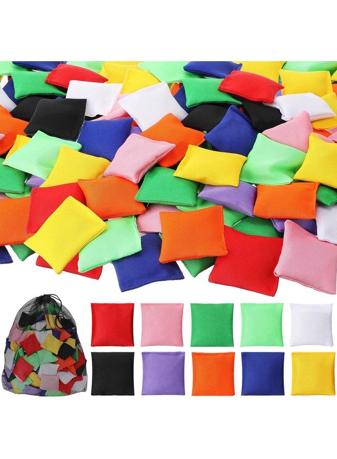 100 Pack Bean Bags For Tossing Small Mini Colorful Cornhole Bean Bags Bulk For Tossing Game Nylon Bean Bags Sack Tossing Bean Bags For Kids Outdoor Hand Toss Games Party Supply 2.4 X 2.4 Inch