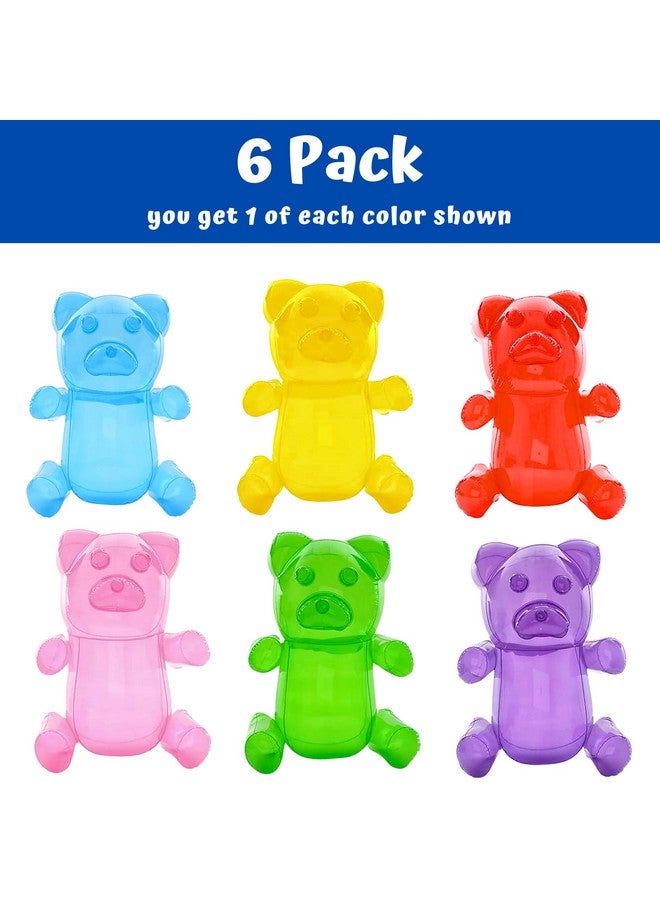 6 Pack Inflatable Gummy Bears Huge 24 Great For Party Decorations Unique Blow Up Pool Toys For Kids Candyland Themed Birthday Party Decorations Supplies By 4E'S Novelty