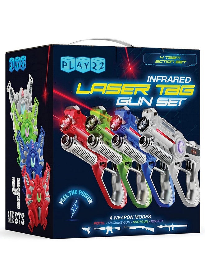 Laser Tag Sets Gun Vest Infrared Laser Tag Set 4 Guns 4 Vests Laser Tag Gun Toys For Indoor Outdoor Laser Tag Game Set Best Gift Boys Girls Original By Play22